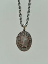 Chunky Antique Aesthetic Silver Locket with Gold Overlay and Chain