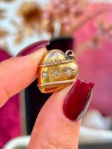Antique 15ct Gold Opening Diamond Heart Pendant