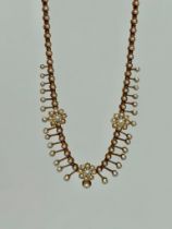 Outstanding Gold Pearl Riviere Style Necklace in Original Fitted Box