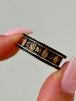 Chunky 18ct Yellow Gold Antique Black Enamel Mourning Band Ring
