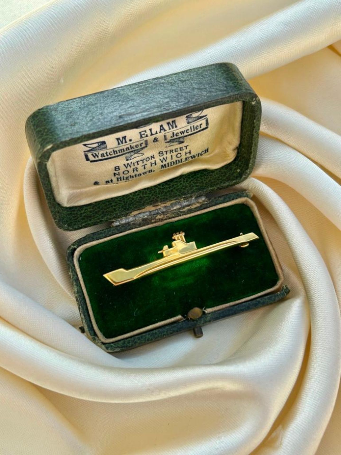 Antique Boxed Gold Submarine WW1 Brooch - Image 2 of 4