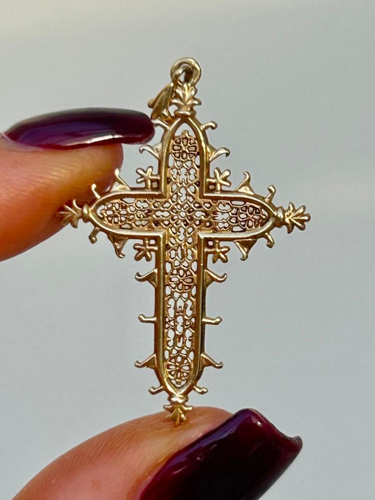 Antique Gold Cross Pendant - Image 2 of 5