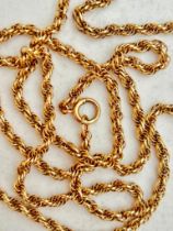 14ct Gold Rope Twist chain Long Necklace