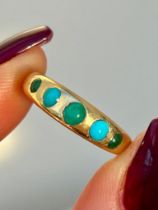 Antique 18ct Yellow Gold Turquoise 5 Stone Band Style Ring