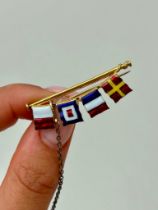 Collectors- 18ct Gold Enamel Multi Flag Brooch - Benzie Cowes