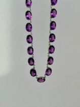 Antique Purple Paste Silver Riviere Necklace