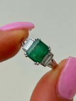 Outstanding Emerald and Diamond Ring in Platinum