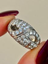 18ct White Gold Diamond BVLGARI Parentesi Ring in Box