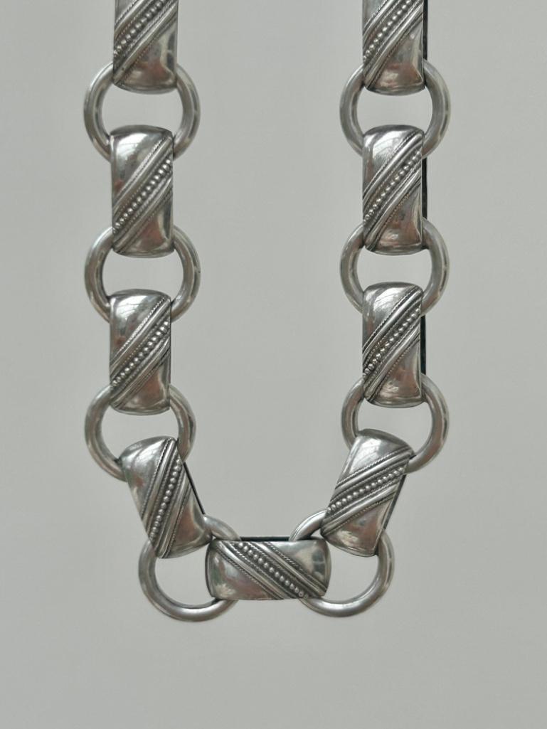 Antique Silver Bookchain Necklace Collar