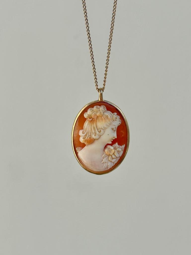 9ct Gold Cameo Pendant on 9ct Gold Chain