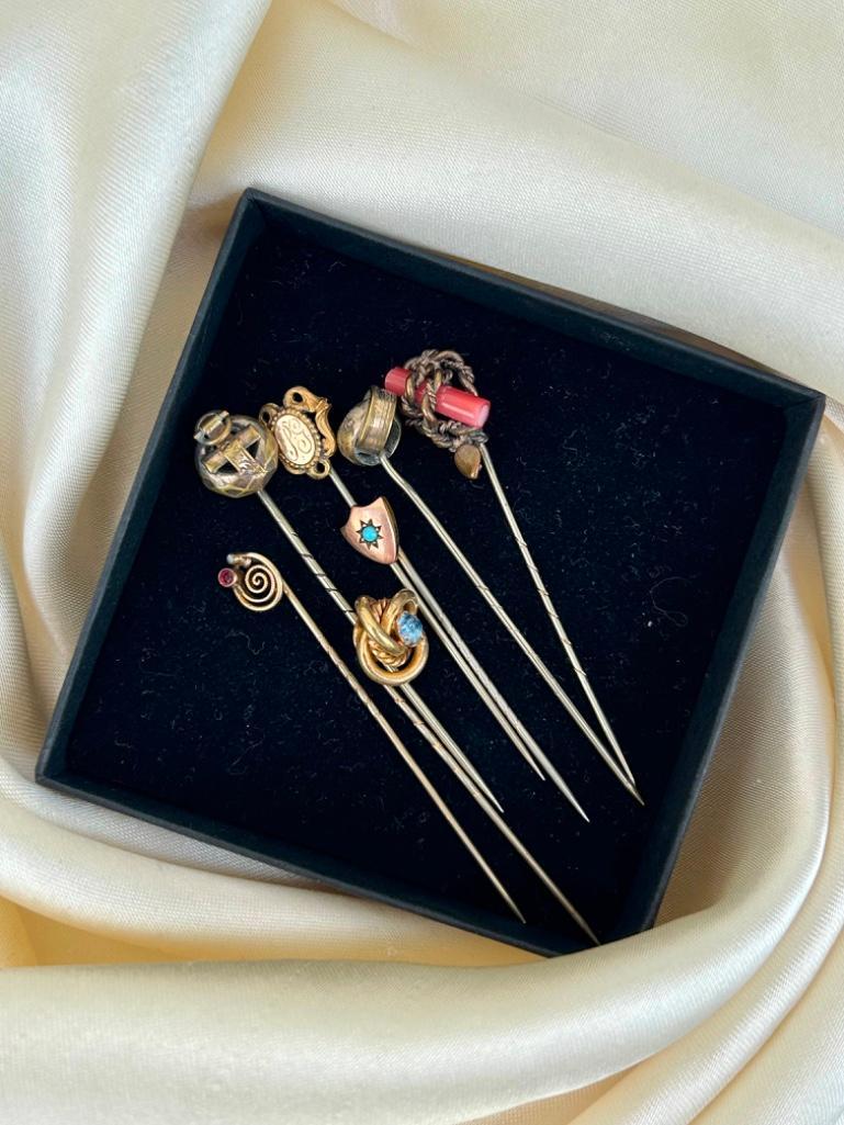 Mixed Lot 7 Antique Stick Pin Brooch