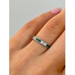 Vintage Emerald and Diamond Full Eternity Band Ring in 18ct White Gold