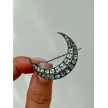 Antique Double Row Crescent Brooch in Antique Box