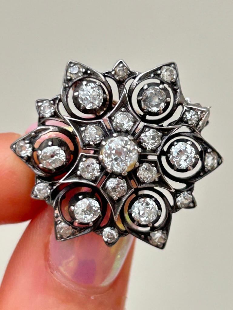 Wonderful Antique Diamond Flower / Starburst Pendant with Brooch Fittings - Image 3 of 8