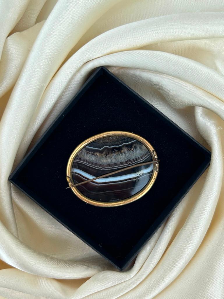 Huge Antique Banded Agate Brooch - Image 4 of 5