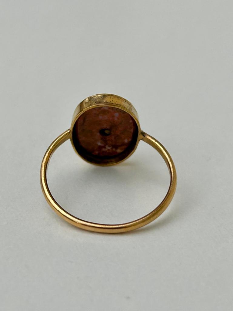 Antique Yellow Gold Agate Signet Ring - Image 4 of 5