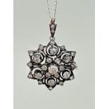 Wonderful Antique Diamond Flower / Starburst Pendant with Brooch Fittings