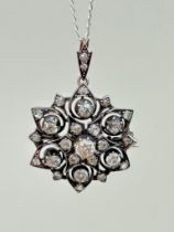 Wonderful Antique Diamond Flower / Starburst Pendant with Brooch Fittings