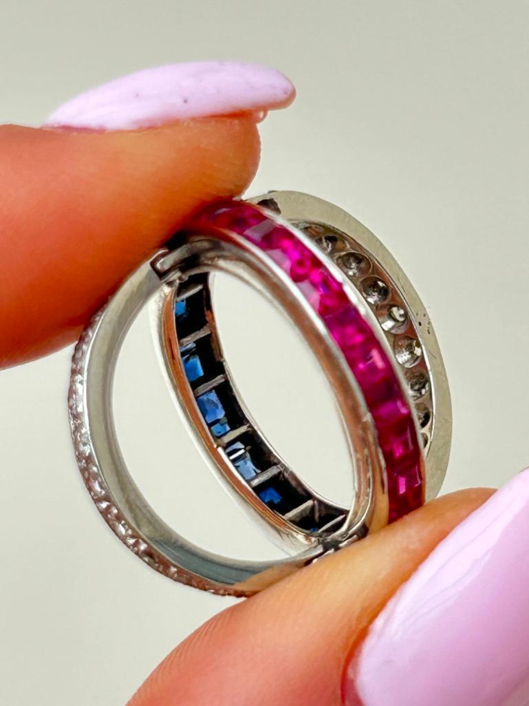 Antique Ruby Diamond and Sapphire Flip Ring - Image 8 of 8
