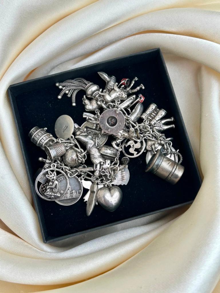 Chunky Filled Silver Charm Bracelet & Unusual Charm Collection - Image 2 of 3