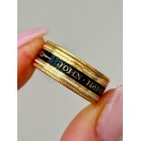 Antique Black and White Enamel 18ct Yellow Gold in Memory Of Mourning Band Ring