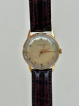 14ct Gold BULOVA Leather Strap Wrist Watch