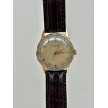 14ct Gold BULOVA Leather Strap Wrist Watch