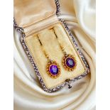 Boxed Gold and Amethyst Earrings