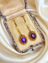 Boxed Gold and Amethyst Earrings