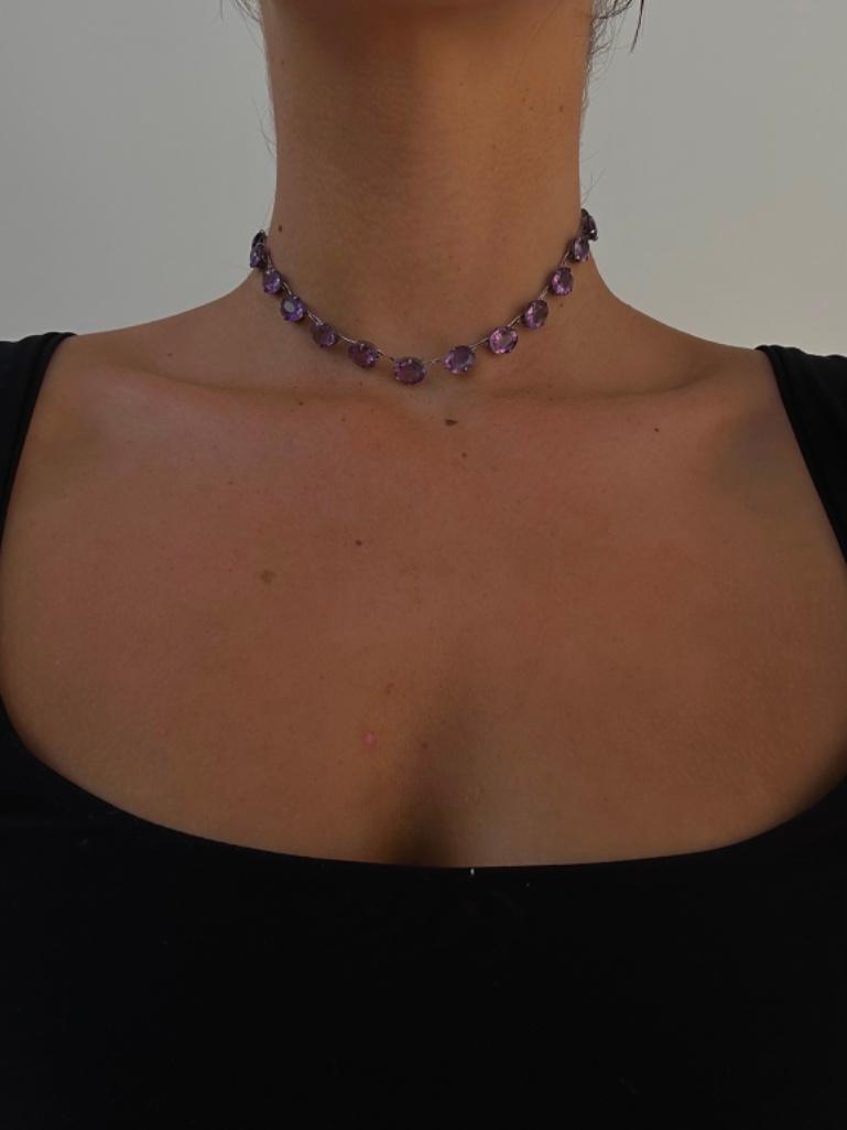 Wonderful Purple Paste Riviere Necklace - Image 2 of 5