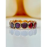 Georgian Era Flat Cut Garnet Full Hoop / Eternity Band Ring in Gold