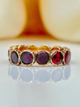 Georgian Era Flat Cut Garnet Full Hoop / Eternity Band Ring in Gold