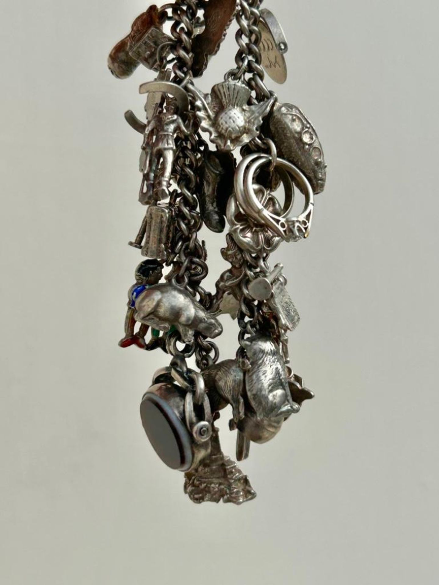 Silver Charm Bracelet Full of Charms Including Enamel Good Luck Spinner - Image 3 of 3
