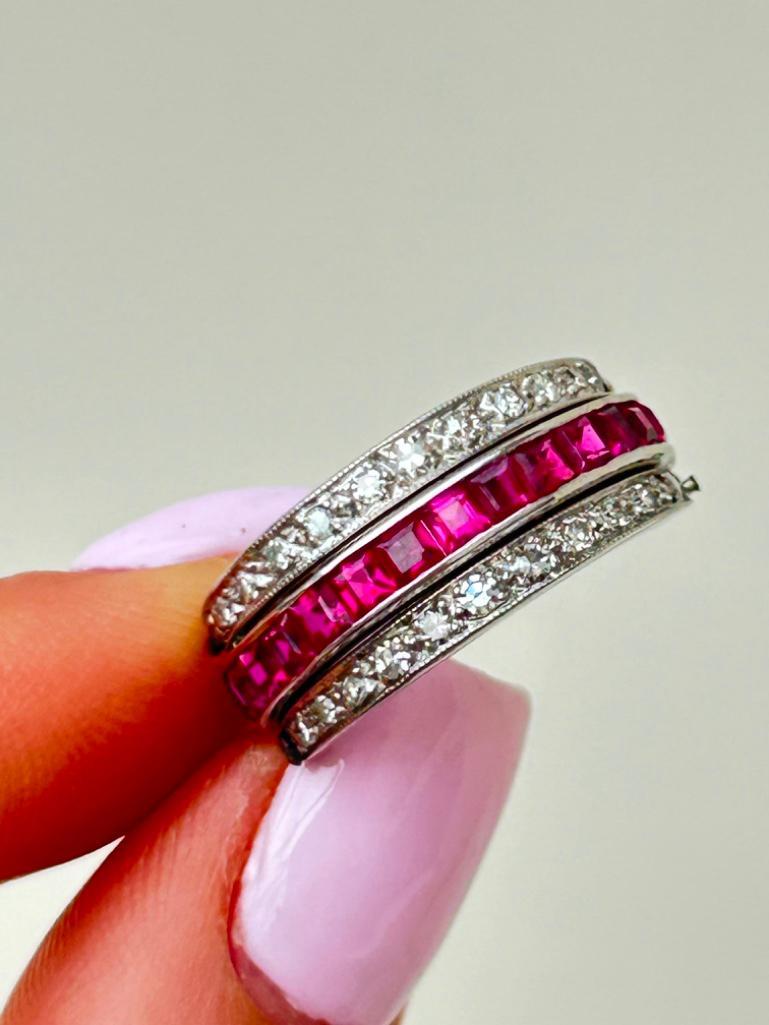 Antique Ruby Diamond and Sapphire Flip Ring - Image 6 of 8
