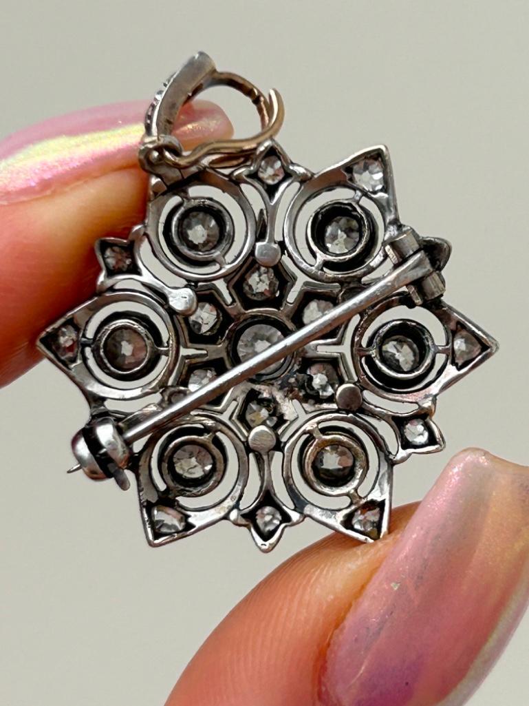 Wonderful Antique Diamond Flower / Starburst Pendant with Brooch Fittings - Image 7 of 8