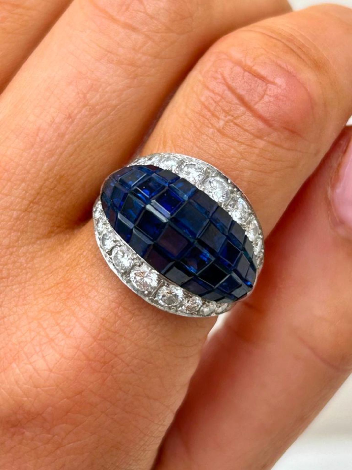 1940s Sapphire and Diamond “Schilling” Cocktail Ring in 18ct White Gold - Image 2 of 9