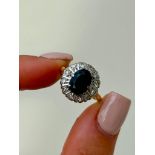 Vintage 9ct Yellow Gold Sapphire and Diamond Ring