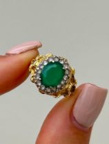 Chunky Emerald and Diamond Gold Dress Ring