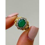 Chunky Emerald and Diamond Gold Dress Ring