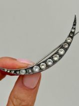 Antique Silver Paste Crescent Brooch