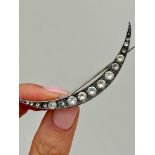 Antique Silver Paste Crescent Brooch