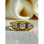 Giant Diamond 3 Stone Ring in 18ct Yellow Gold Approx 1 Carat 40 Total