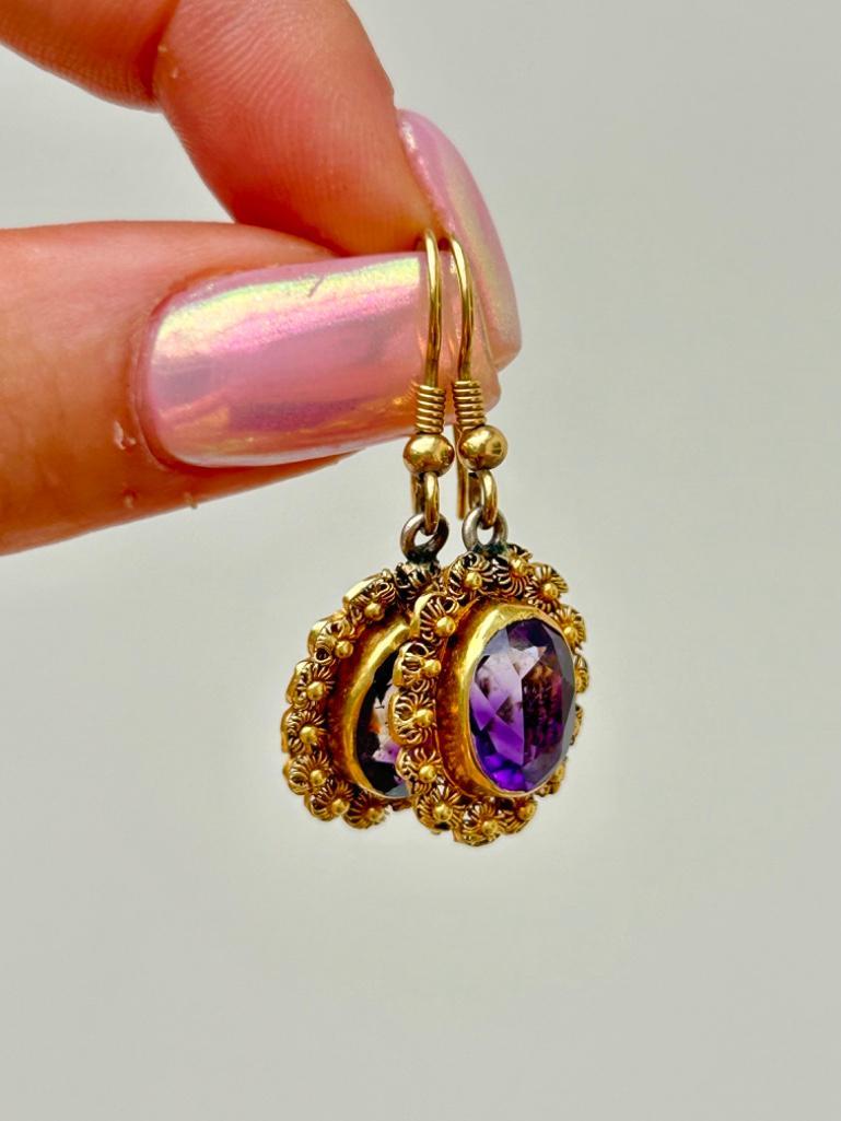 Boxed Gold and Amethyst Earrings - Image 4 of 6