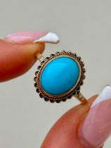 Sweet 9ct Gold Turquoise Signet Style Ring