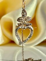 Early Victorian Era Rose Cut Diamond Flaming Witches Heart Brooch / Pendant