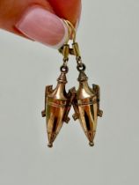 Antique 14ct Rolled Gold Urn Design Drop Earrings