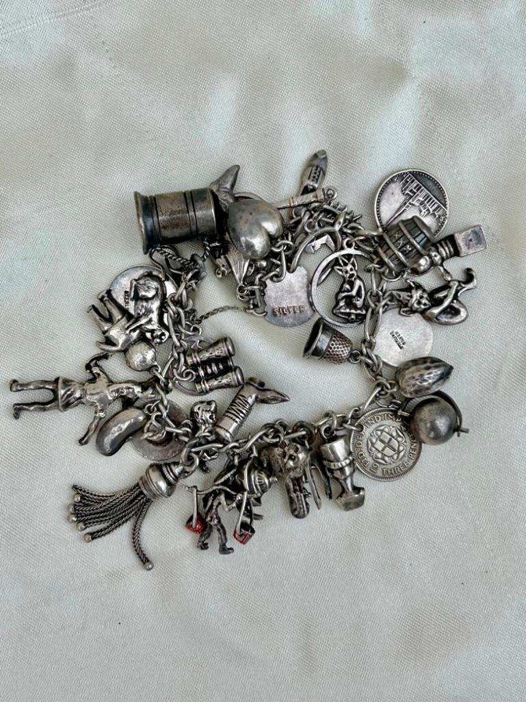 Chunky Filled Silver Charm Bracelet & Unusual Charm Collection - Image 3 of 3