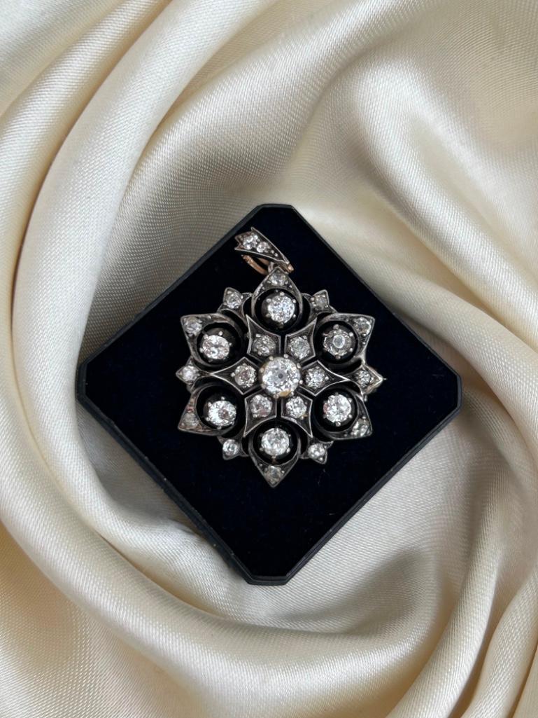 Wonderful Antique Diamond Flower / Starburst Pendant with Brooch Fittings - Image 6 of 8
