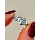 1.45 Carat Emerald Cut Diamond Ring Set in Platinum with Certificate