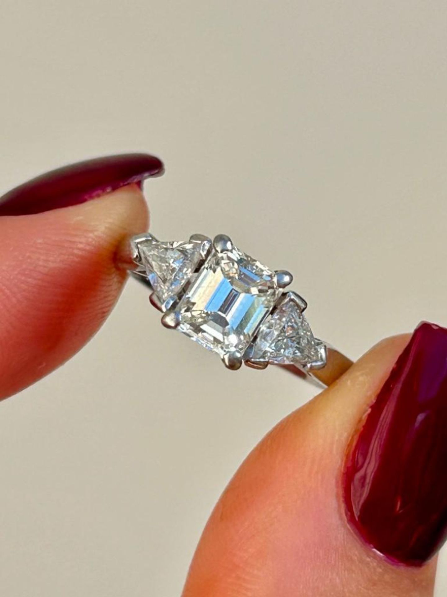 1.45 Carat Emerald Cut Diamond Ring Set in Platinum with Certificate